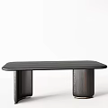 Modern Wooden Desk Featuring Sleek Top And Unique Curved Leg Design