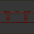 Modern Red Bridge Structure With Support Columns Railings And Platform Surface