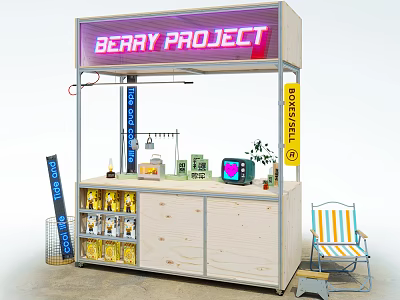 Functional Mobile Vehicle For Berry Project With Neon Sign Bestseller Products 3d model