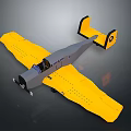 Detailed Aerospace Model Aircraft Displaying Yellow Wings Gray Fuselage And Number Three