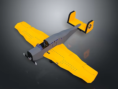 Detailed Aerospace Model Aircraft Displaying Yellow Wings Gray Fuselage And Number Three 3d model