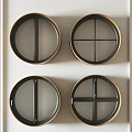 Four Circular Decorative Panels With Black Divider Lines And Gold Frames 3d model