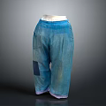 Casual Blue Patched Trousers with Purple Cuffs for Daily Use