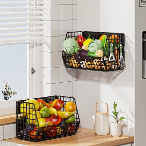 Kitchen Storage Rack Refrigerator Hanger Vegetable and Fruit Hanging Basket Kitchen Refrigerator 3d model