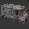 Vintage Weathered Food Truck With Rustic Exterior Chipped Paint And Metal Windows