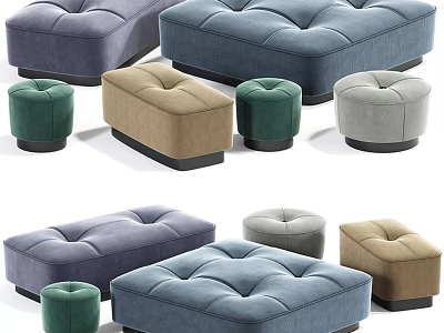 Stylish Versatile Ottomans In Blue Purple Green Beige Gray Colors And Square Rectangular Round Styles 3d model