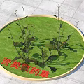 Lush Green Herb Plants Thriving In Circular Moss Covered Garden Patch 3d model