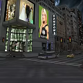 Night Urban Cityscape With Tall Buildings Billboards And Street Traffic