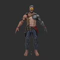 Game Movie Character With Shirtless Torso Mechanical Arm Goggles And Utility Belt