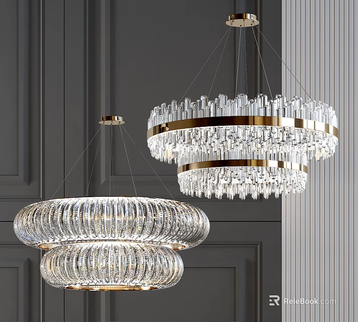 Modern Luxury Round Multi-layer Gold Frame Crystal Chandelier for Ceiling Lighting 3d model