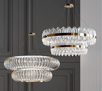 Modern Luxury Round Multi-layer Gold Frame Crystal Chandelier for Ceiling Lighting 3d model