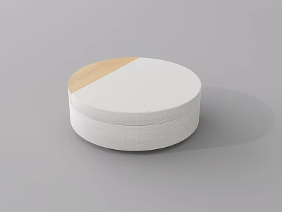 Modern Round Coffee Table With White Surface And Wooden Accent Design 3d model