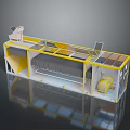 Modular Container Living Space With Yellow Frame Bed And Transparent Panels