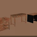 Vintage Rustic Wooden Furniture Set Featuring Drawers Shelves And Table Designs
