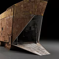 Weathered Rugged Functional Vehicle With Caterpillar Tracks Ramp Entry And Metallic Texture