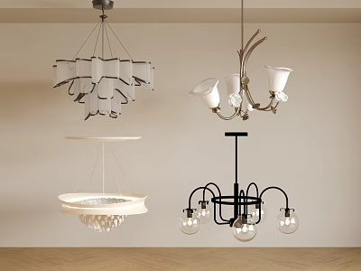 Various Modern Chandeliers Showcasing Unique Designs And Different Stylish Shapes 3d model