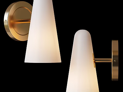 Modern Brass Wall Mounted Lamps With White Glass Shades For Interior Decoration 3d model