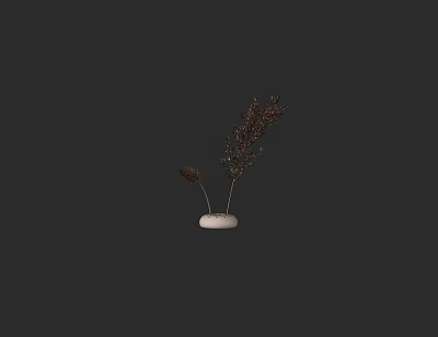 Decorative Ornament Set With White Base And Brown Decorative Branches For Minimalist Home Decoration 3d model