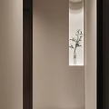 Minimalist Entryway Hallway Interior With Recessed Niche Green Plant And Vase