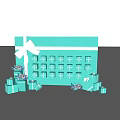 Turquoise Gift Display With White Bow Decor Multiple Small Boxes And Purple Floral Arrangements