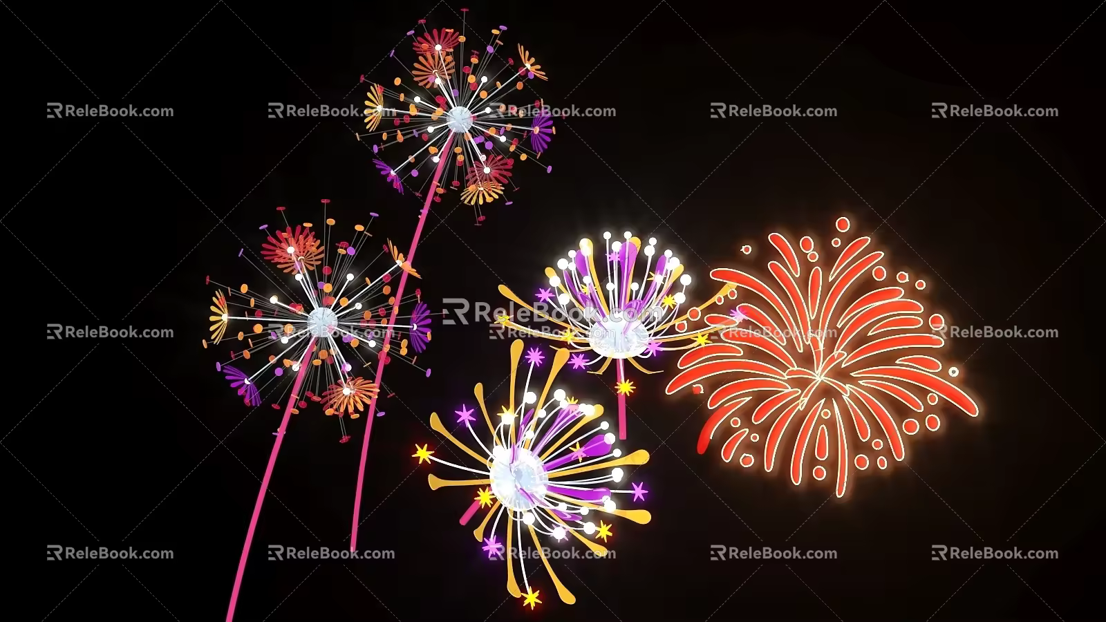 Artistic Fireworks Design Sense Fireworks Red Color Matching Fireworks New Year Fireworks New Year Pin Device New Year 3d model