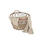 Wicker Basket Decorative Storage Set With Light Colored Fabrics For Home Decor