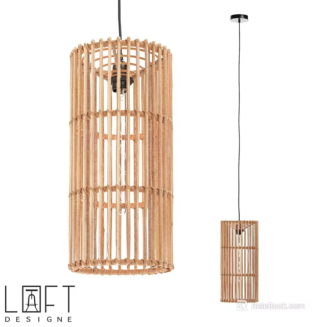 Bamboo Pendant Light with Cylindrical Handwoven Structure for Natural Home Decor 3d model 