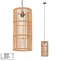 Bamboo Pendant Light with Cylindrical Handwoven Structure for Natural Home Decor