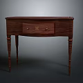 Dark Wooden Classic Desk With Single Drawer And Carved Legs Design