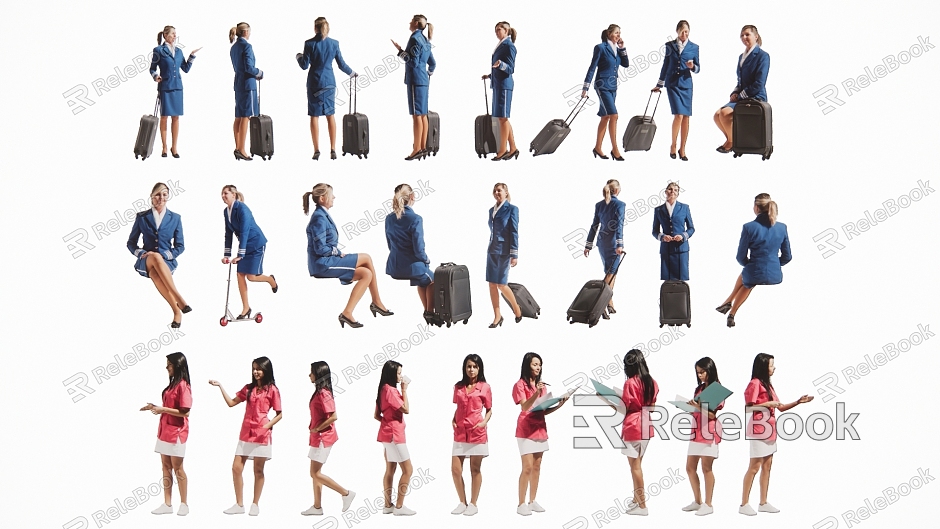 2D Stewardess Business Figure model