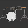 Shiny Metallic Drum Set With White Heads Cymbals And Metal Stands