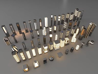 Landscape lamp column lamp outdoor waterproof new Chinese villa courtyard gate wall lamp all copper column lamp 3d model