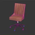 Brown Leather Office Chair With Armrests Vertical Striped Backrest And Metal Wheel Base