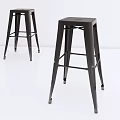 Modern Black Metal Bar Stools Set Of Two With Tall Frame And Square Seats