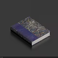 Hardcover Book With Dark Blue Cover Golden Decorations And Intricate Patterns