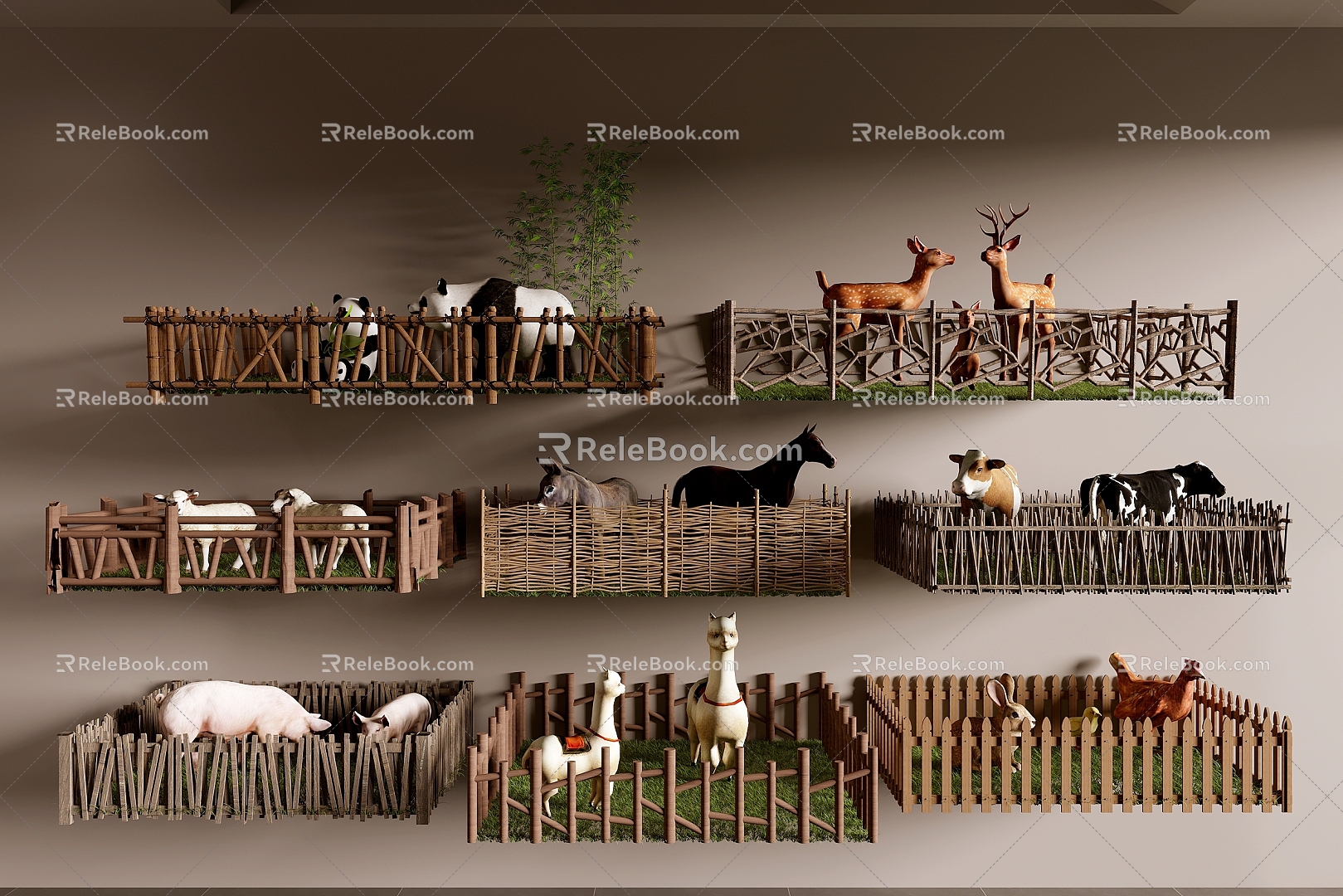 Animal combination fence 3d model