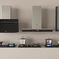 Efficient Modern Kitchen Appliances Featuring Range Hoods Gas Stoves And Cooking Pots