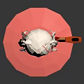Woman with White Hair Cat Ears in Black Dress on Pink Base with Orange Sword