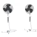 Two Black Blade Air Cooler Fans With Adjustable Stand And White Base