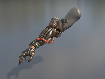 Intelligent Mechanical Arm With Detailed Metallic Structure And Red Cable Design 3d model