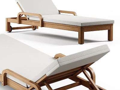 Wooden Sofa Bench With Modern Design Light Cushion And Adjustable Backrest 3d model