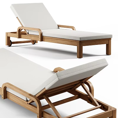 Wooden Sofa Bench With Modern Design Light Cushion And Adjustable Backrest 3d model