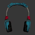 Modern Teal And Red Audio Headphones With Metallic Headband And Black Earpads