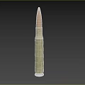 Isolated Brass Tipped Green Shell Bullet as Military Weapon Ammunition Component