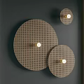 Modern Circular Wall Lamps With Perforated Mesh Design On Dark Wall Surface 3d model