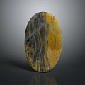 Oval Shaped Wood Stone Decorative Ornament With Natural Yellow Brown Black Texture And Polished Surface