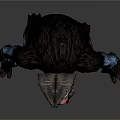 Ape like Game Movie Character With Dark Blue Fur Red Face Yellow Teeth And Beard