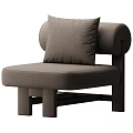 Stylish Accent Chair with Curved Armrests Beige Fabric Wooden Legs and Black Geometric Pillow