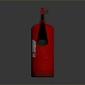 Red Fire Extinguisher With Red Nozzle Black Hose And White Instructional Label