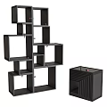 Modern Black Bookshelf With Multiple Open Shelves And Stylish Modular Design Structure 3d model